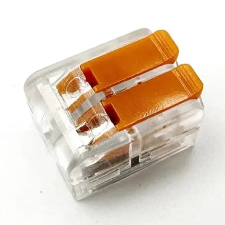 Conector rápido de fios elétricos tipo WAGO fios 0,5 a 6mm transparente e laranja
