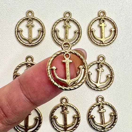 Pingente Âncora Metal Dourada 10 Unidades Para Lembranças Chaveiros Pulseiras Personalizados de luxo