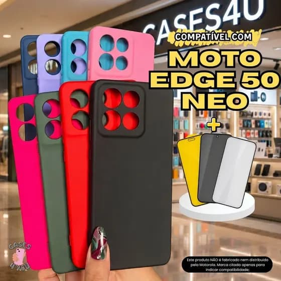 Capa Capinha Compatível Com Moto Edge 50 Neo Capinha + Película 3D Cerâmica Privacidade Câmera