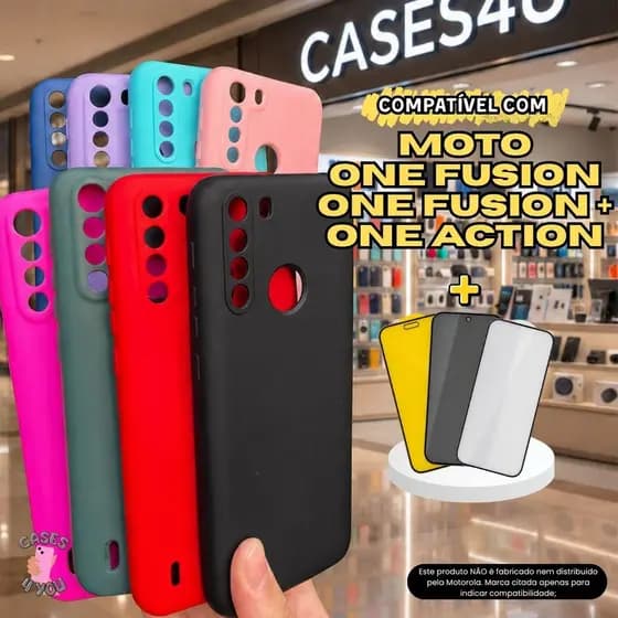 Case Capa Capinha Compatível Com Moto One Fusion One Fusion Plus One Action Aveludada Protetora