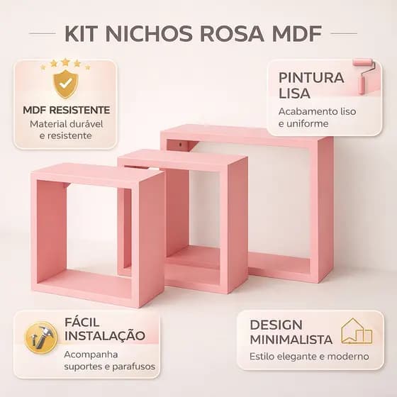 Nicho Quadrado Quarto Bebê Nincho Nuvem Kit 3 P M G