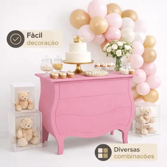 Comoda Bombe Fake 3 Gavetas Decoração de Festa Pegue e Monte