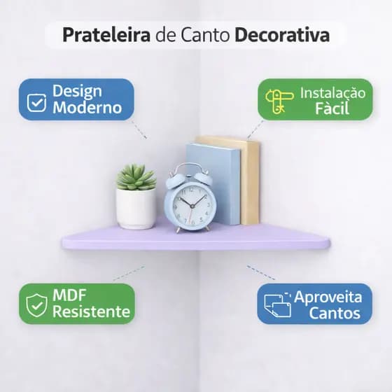 Kit 3 Prateleiras De Canto Em MDF Decoração Quarto Infantil