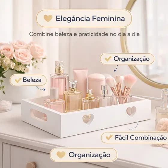 Bandeja Decorativa Mdf Bandeija Decoracao Coração Branca