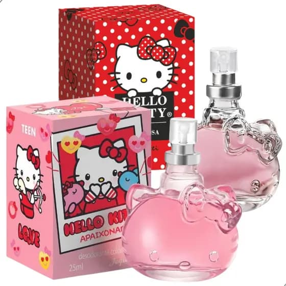 Kit Colônia Hello Kitty Jequiti 25ml, Hello Kitty Estilosa e Hello Kitty Apaixonada