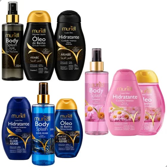 Kit Completo Muriel Body Splash 200ml + Hidratante 200ml + Óleo de Banho 230ml