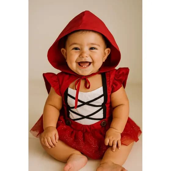 FANTASIA CHAPEUZINHO VERMELHO ROMPER MESVERSÁRIO , FESTA DE MÊS INFANTIL, ROUPA DE BEBÊ FANTASIA BODY TEMÁTICA
