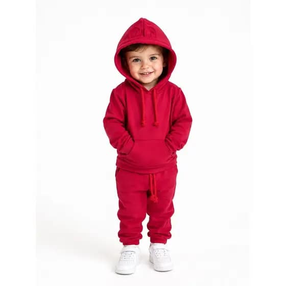 Conjunto Moletom Menino e Menina Infantil Bebê 100% Algodão Flanelado com Capuz de Orelhinhas e Bolso Canguru