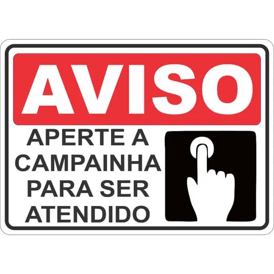 ADESIVO PLACA AVISO SINALIZAÇÃO ATENÇÃO TOQUE A CAMPAINHA E AGUARDE 15X21 CM OU 21X30CM VERMELHO AUTO COLANTE AMBIENTE INTERNO E EXTERNO FACIL APLICAÇÃO