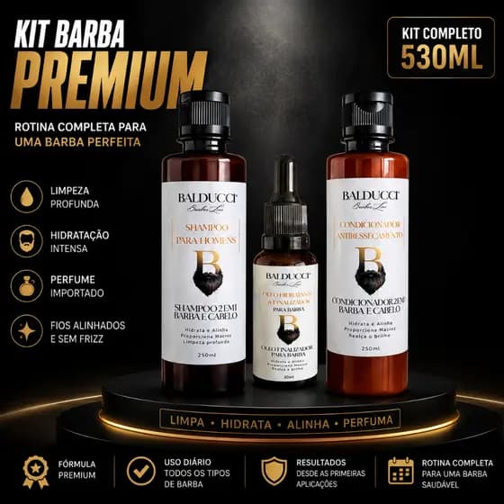 KIT BARBA COMPLETO Shampoo Para Barba Óleo Para Barba Balm Hidratante Crescimento Hidratação Masculino