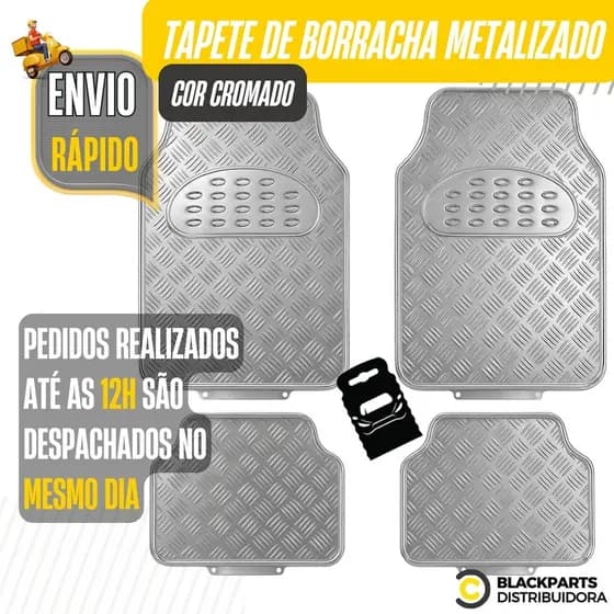 Kit Jogo Tapete Emborrachado Universal Metálico Carro Tuning Automotivo Cromad