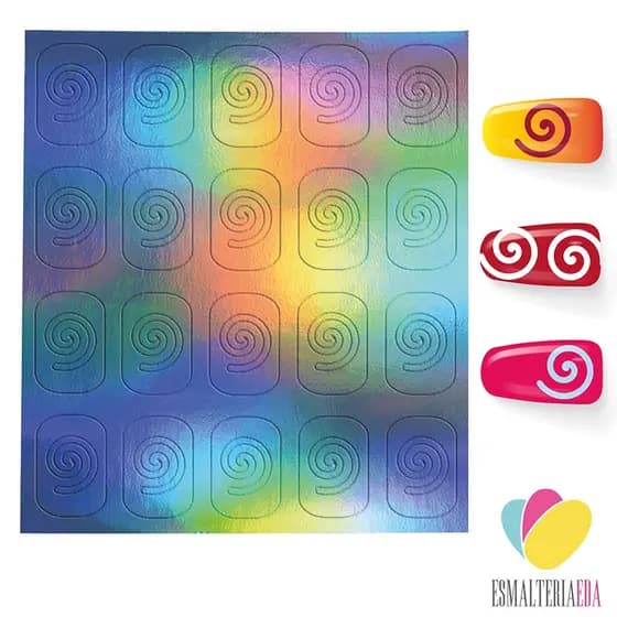 Stencil para Unhas Espiral Redondo Molde Airbrush Adeviso Estencil