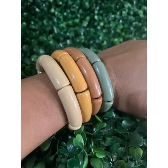 kit 4 peças pulseira bracelete acrílico redondo tendência da moda