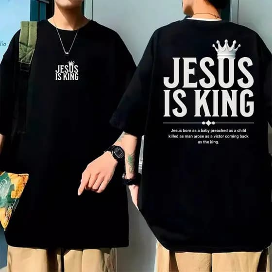 Camiseta Streetwear Oversized 100% Algodão Estampada Cristã Religiosa Camisa Unissex Premium