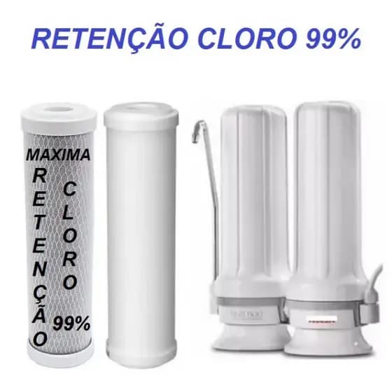 Refil Filtro Água Carvão Casca Coco 99% Cloro + Refil PP Compatível Purificador Hoken Multi 1500, Bbi, As2 Hidrofiltros