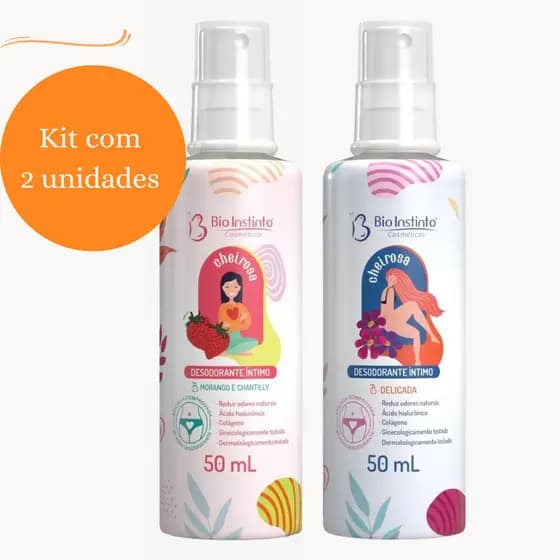 Kit Perfume Desodorante íntimo com 2 Delicada+Morango Bio Instinto 50ml