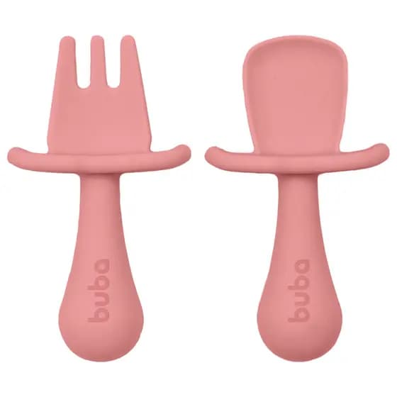 Kit Talheres Silicone Buba Para Bebês Seguro E Macio