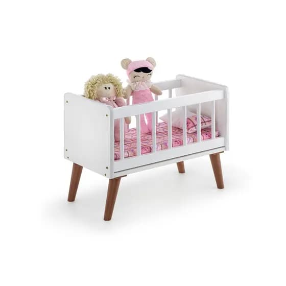 Berço de Boneca Retro Com Colchão e Travesseiro Brinquedos