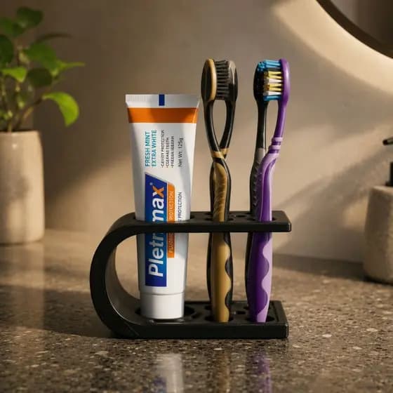 Porta Escova de Dente Organizador 4 Escovas Suporte Pasta de Dente Premium