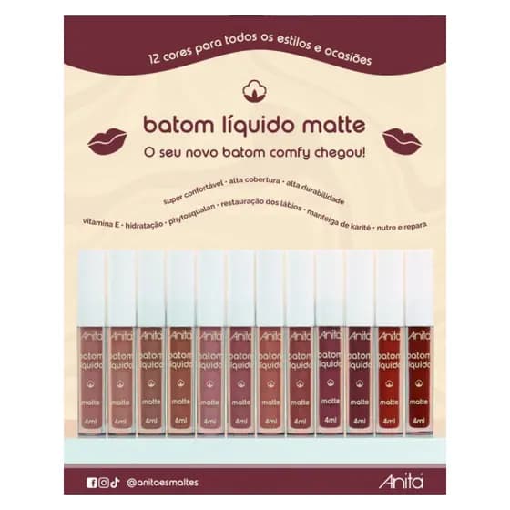 Lançamento Batom Líquido Matte My Touch Anita - * Escolha sua cor *