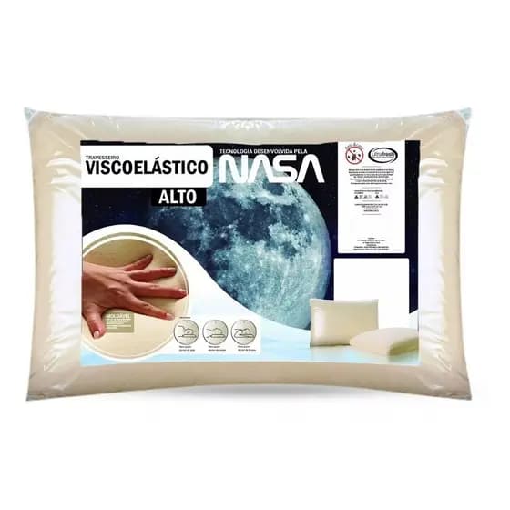 Travesseiro Nasa Visco-Elástico + Fronha Perfil Alto 14 cm Promoção