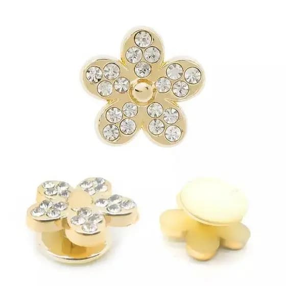 Boton Jibbitz para Sandalha Flor Dourada com Strass