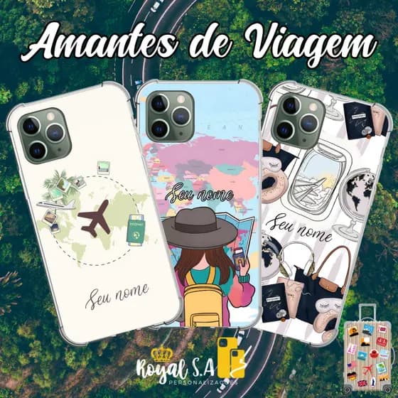 Capinha personalizada Amantes de Viagem para todos Samsung/ Iphone/ Motorola/ Xiaomi/ Realme