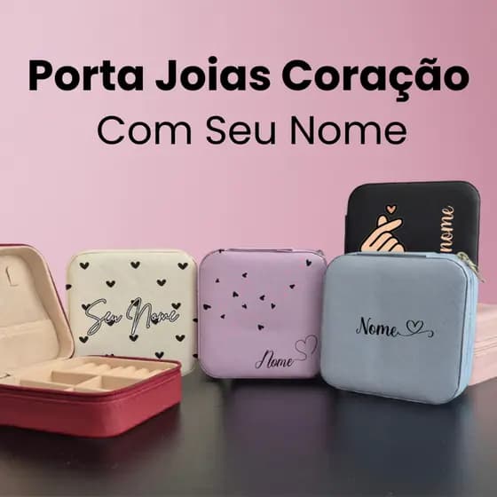 Porta Joias Personalizado Com Nome Estampas Coração