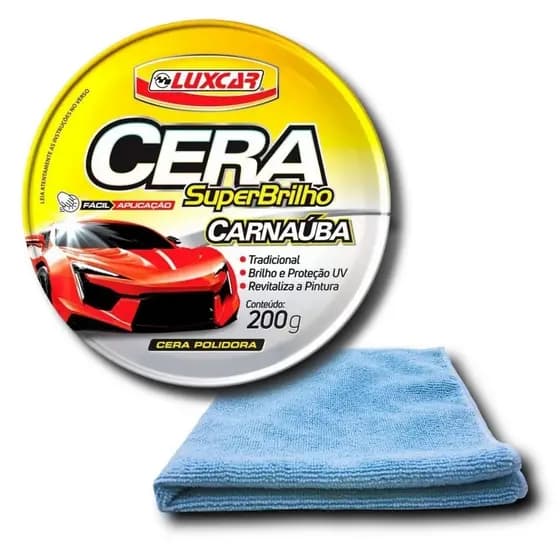 Cera Pasta Automotiva Carnaúba Luxcar SuperBrilho Com Pano