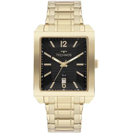 RELÓGIO TECHNOS MASCULINO DOURADO QUADRADO 2115KOBS/1P