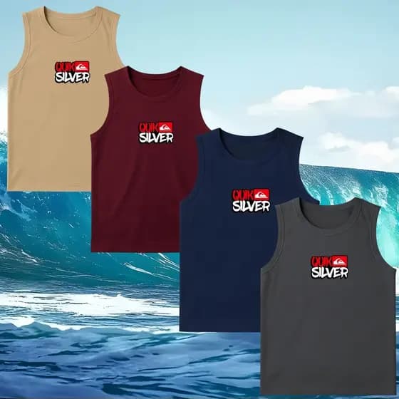 Kit 4 Regatas Masculina Algodão Varias Cores Leve e Confortavel - SILVER04