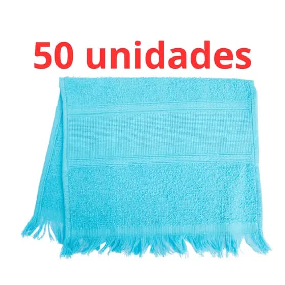 Kit com 50 Toalhas Social de mão para bordar Azul 100% algodão 23x36