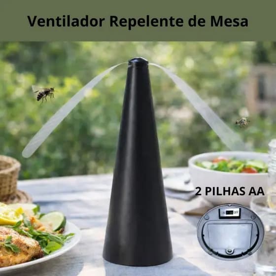 Ventilador Repelente de Mesa Espanta Moscas Mosquitos Muriçoca Casa Cozinha Restaurante Buffet