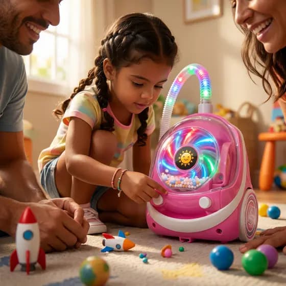 Aspirador De Pó Brinquedo Infantil Rosa Mágico Com Luz Som Interativo Educativo Faz De Conta Limpeza Divertida Crianças