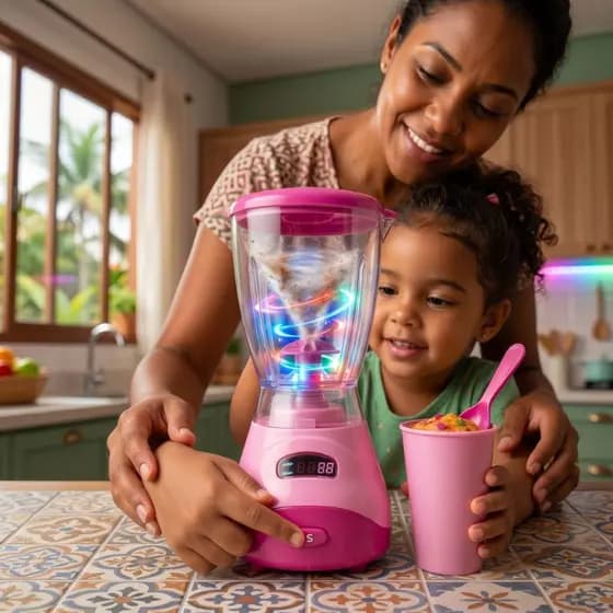 Liquidificador Infantil Casa Encantada Zippy Faz De Conta Mini Cozinha Casinha Brinquedo Educativo Elétrico Gira De Verd