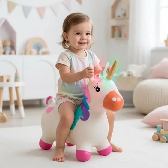 Brinquedos Infantil Upa Upa Vaquinha unicórnio cavalinho Com Som Menino E Menina Presente do dia das crianças+ Bomba