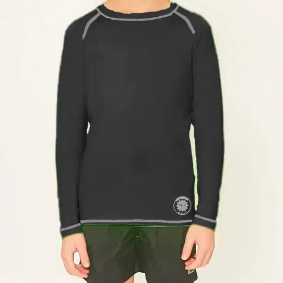 Camiseta Infantil Manga Longa Menino Uv50 Praia Forro 1 a 14 - Preto - 12