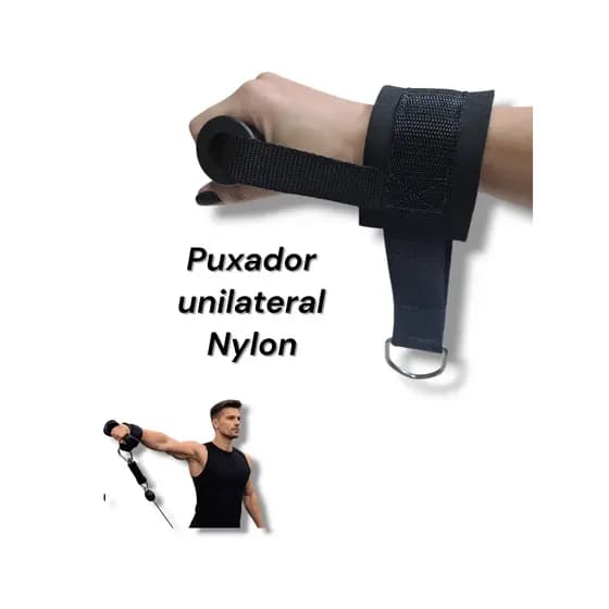 Puxador unilateral fita Nylon apoio punho EVA com manopla reforçado academia musculação