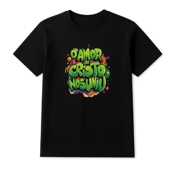 Camiseta O Amor de Cristo Nos Uniu Fé Cristã Gospel Masculina Unissex Algodão Premium