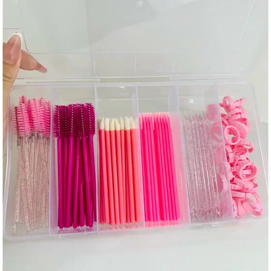 KIT LASH PORTÁTIL - CAIXA ORGANIZADORA DE FERRAMENTAS PARA CÍLIOS 120 itens