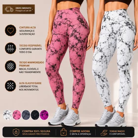 Kit 2 Calça Legging Tie Dye Empina Modeladora Levanta Bumbum Dia-a-Dia Caminhada Corrida Cross Fit Treino Confortável