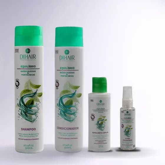 Kit Equilíbrio: Shampoo, Concionador, Esfoliante e Tonico Fortalecedor - Dihair