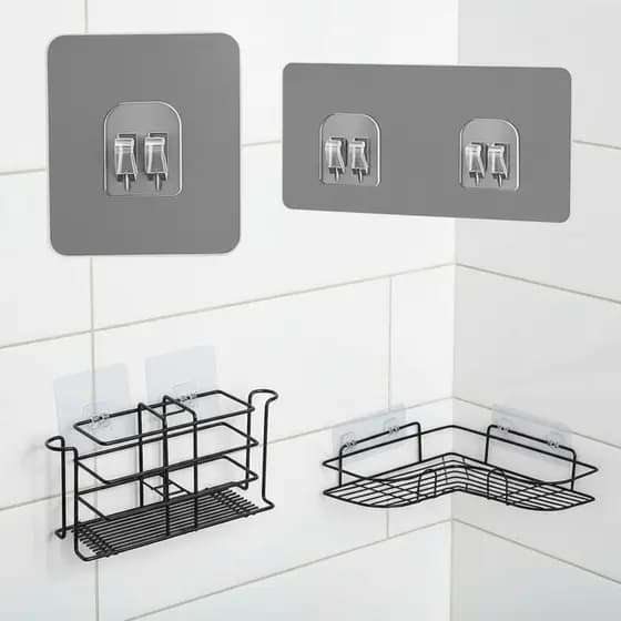 Kit 10 Ganchos Adesivos Transparentes PVC 2kg Sem Furo Para Cozinha Banheiro Azulejo Vidro