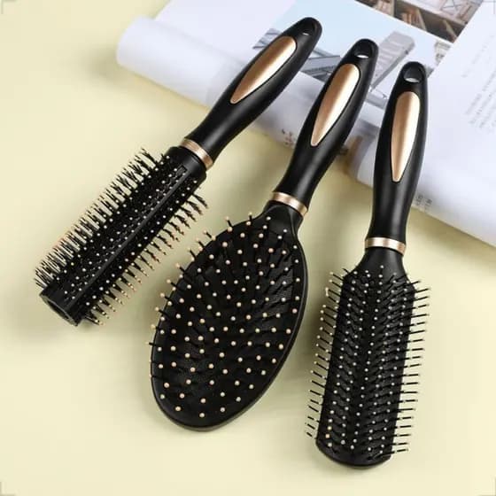 Kit 3 Escova De Cabelo Modeladora Acolchoada E Reta Atacado