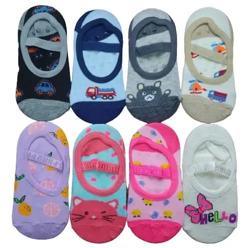 Kit 6 Pares de Meia Antiderrapante Infantil Modelo Sapatilha Para Meninas e Meninos Não Escorrega
