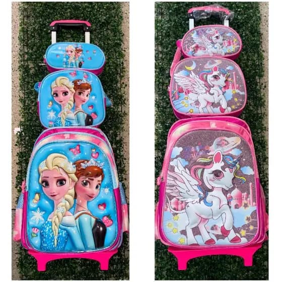 KIT MOCHILA ESCOLAR INFANTIL COM RODINHAS/ MOCHILA LANCHEIRA TÉRMICA ESTOJO/MOCHILA PARA MENINA UNICÓRNIO 2026