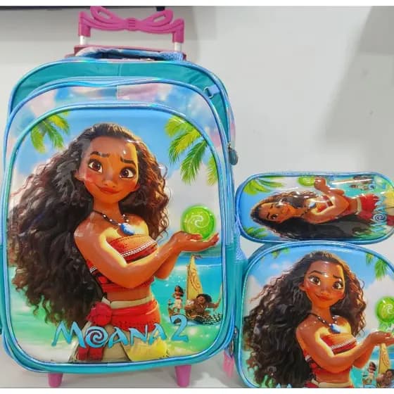 KIT MOCHILA ESCOLAR INFANTIL MENINO MOANA 3D/ MOANA 3D/COM RODINHAS/KIT MOCHILA+LANCHEIRA+ESTOJO/MODELO 2026 EM 3D