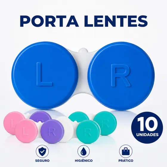 Kit 10 Estojos Porta Lentes de Contato Portátil Resistente Case Ocular Óptico Ótica 2 Compartimentos Rígida Viagem Bolsa