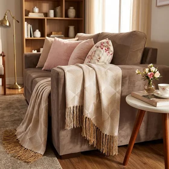 Manta Para Sofá Decorativa 1,40x1,50 Estilo Mineira Paulista Premium Sala Quarto Sofá Luxo