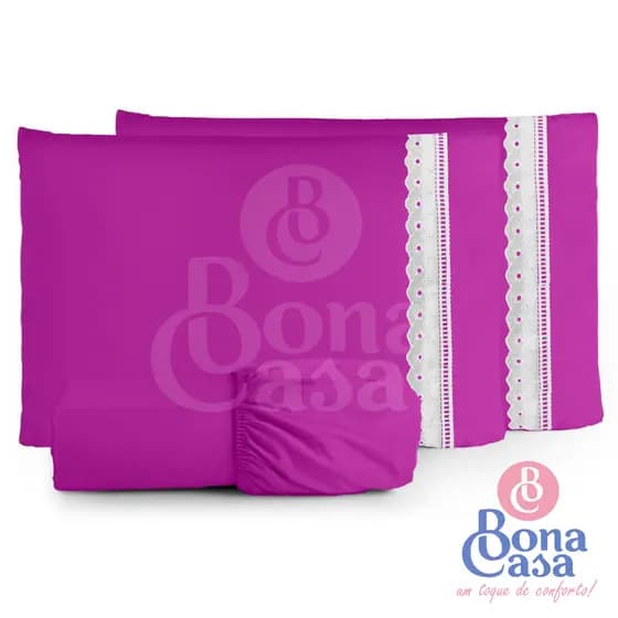 Kit Jogo De Lençol Queen 3 Peças Tira Malha 100% Algodão Com Elástico